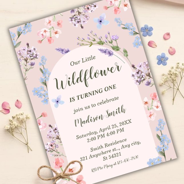 Invitación Wildflower First Birthday (Subido por el creador)