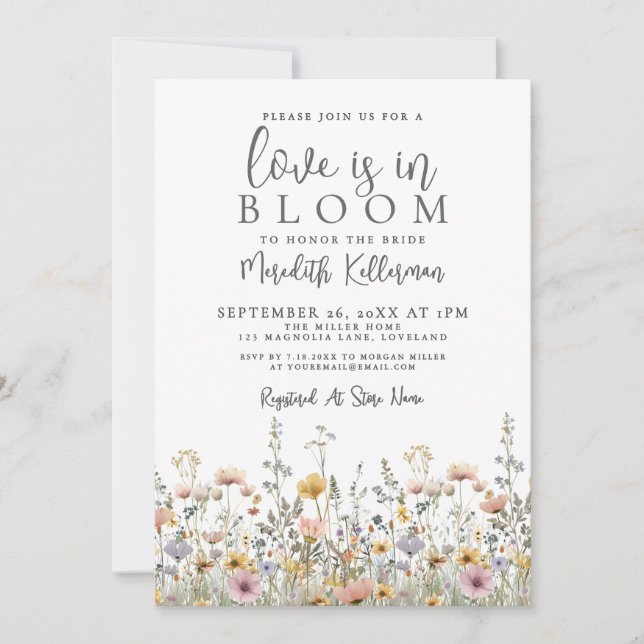 Invitación Wildflower Floral Bridal Shower (Anverso)