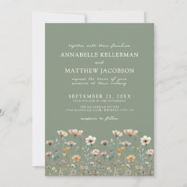 Invitación Wildflower Floral Green Wedding