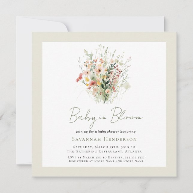 Invitación Wildflower Garden Baby en Bloom Baby Shower (Anverso)
