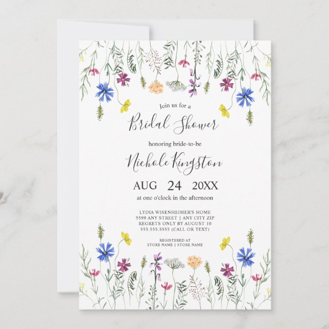 Invitación Wildflower Garden Bridal Shower  (Anverso)