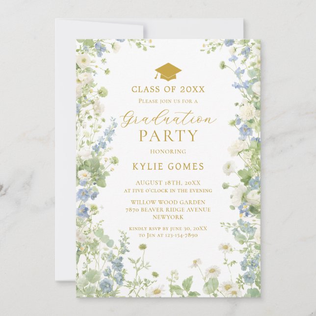 Invitación Wildflower Garden Graduation Party Invitation (Anverso)