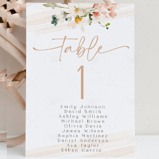 Invitación Wildflower Garden Seating Chart Table Number Name 