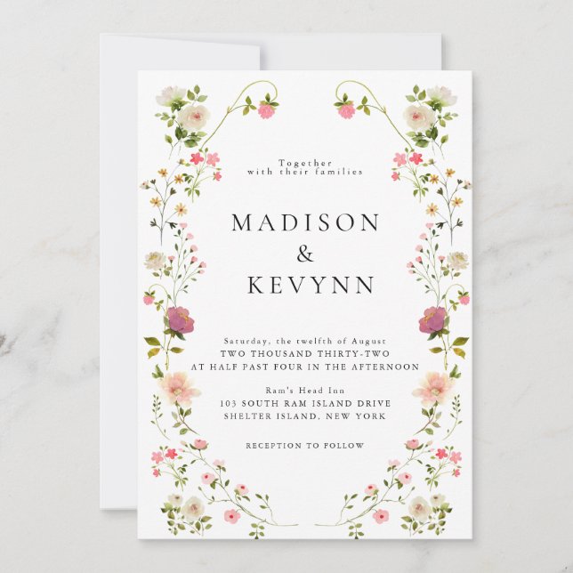 Invitación Wildflower Garden Wedding Invitation (Anverso)