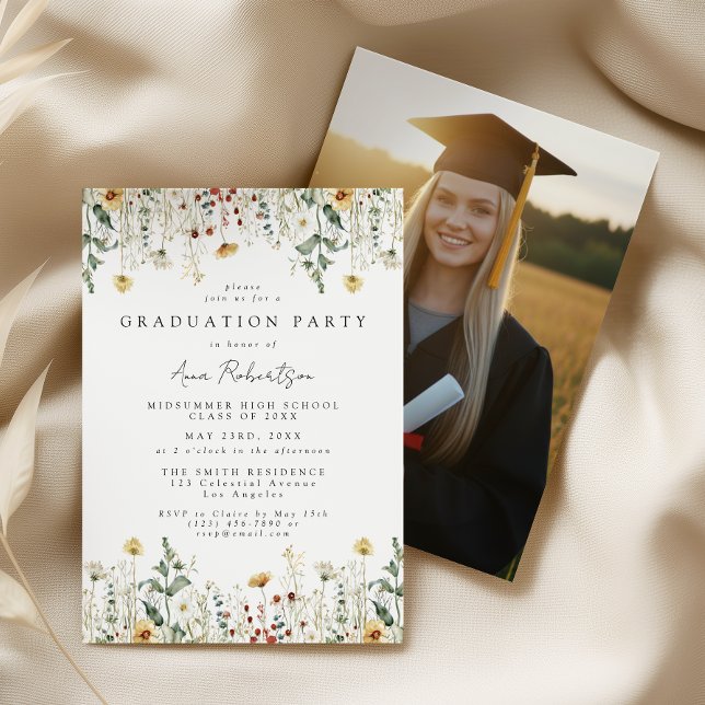 Invitación Wildflower Graduation Party Photo (Subido por el creador)