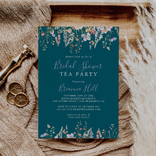 Invitación Wildflower Green Bridal Shower Tea Fiesta
