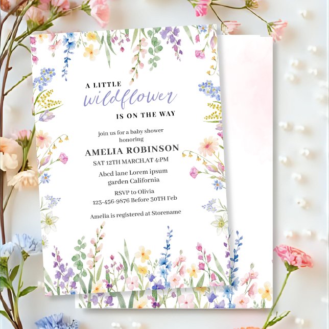 Invitación Wildflower Is On The Way Pastel Floral Baby shower (Subido por el creador)