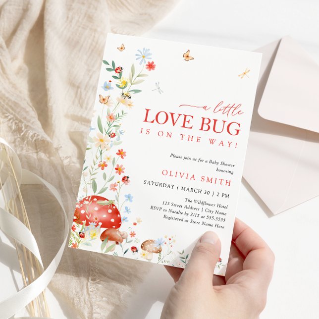 Invitación Wildflower Little Love Bug Baby Shower (Subido por el creador)