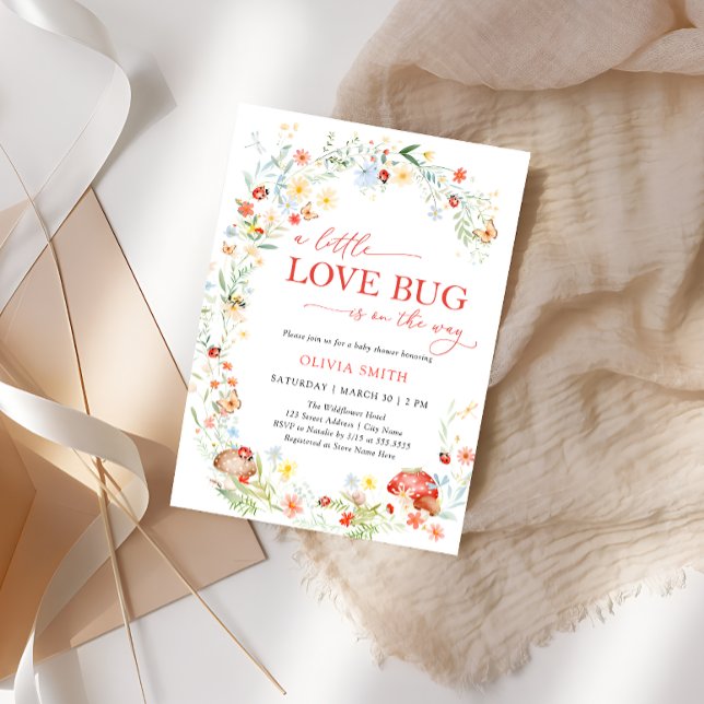 Invitación Wildflower Love Bug Baby Shower (Subido por el creador)