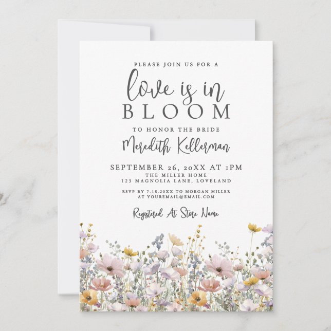 Invitación Wildflower Love Is In Bloom Bridal Shower (Anverso)