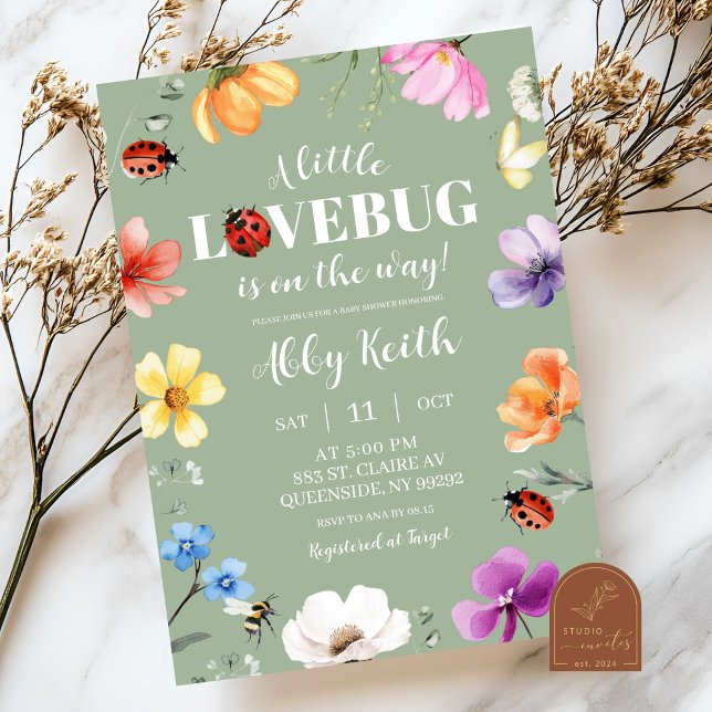 Invitación Wildflower Lovebug Baby Shower Invitation (Subido por el creador)