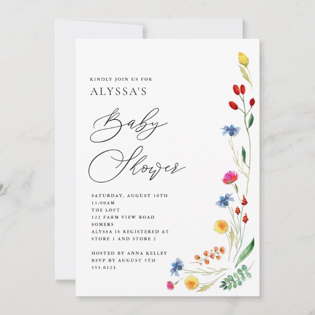 Invitación Wildflower Meadow Baby Shower (Anverso)