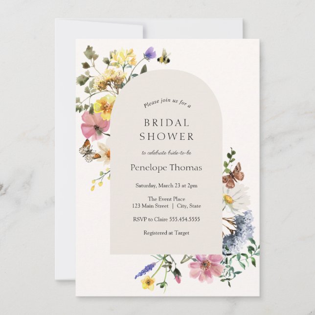 Invitación Wildflower Meadow Bridal Shower Arch (Anverso)