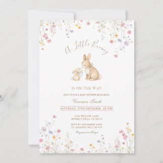Invitación Wildflower Meadow Bunny Baby Shower