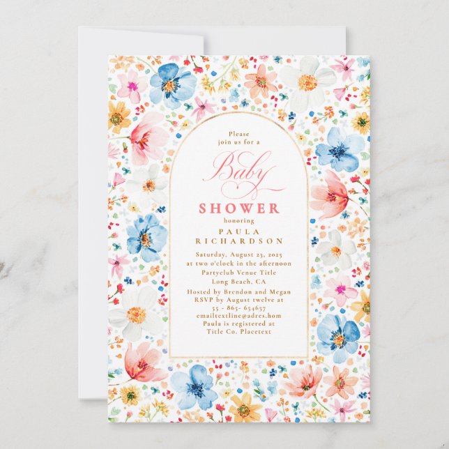 Invitación Wildflower Meadow Garden Floral Boho Baby Shower (Anverso)