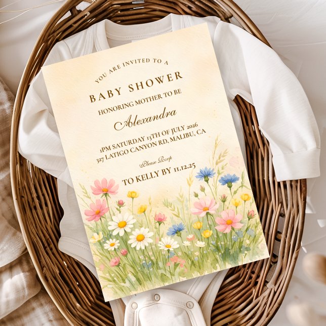 Invitación Wildflower Meadow Gold Baby Shower (Subido por el creador)