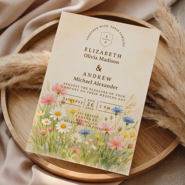 Invitación Wildflower Meadow Gold Wedding (Subido por el creador)