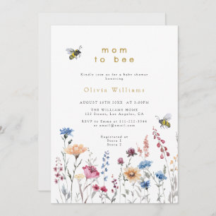 Invitación Wildflower Mom To Bee Meadow Baby Shower