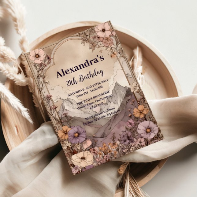 Invitación Wildflower Mountain Birthday Elegance (Subido por el creador)