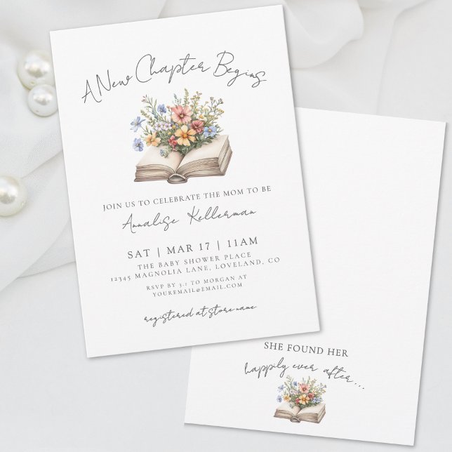 Invitación Wildflower New Chapter Book Bridal Shower (Wildflower New Chapter Book Bridal Shower Invitation)
