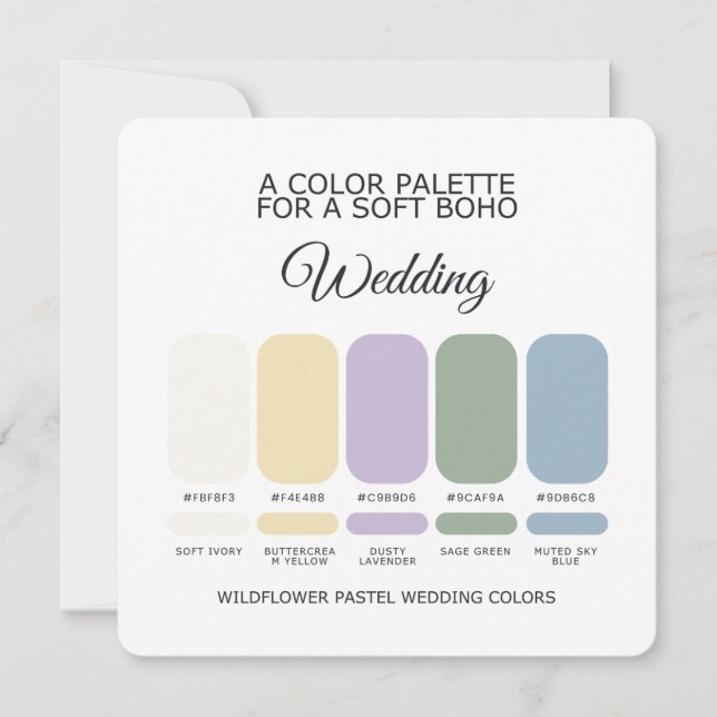 Invitación Wildflower Pastel Wedding Color Palette Card (Anverso)