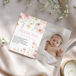 Invitación Wildflower Photo Birthday Thank You Card