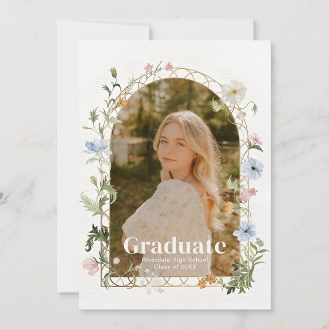Invitación Wildflower Photo Graduation Party Invitation (Anverso)