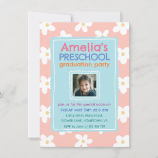 Invitación Wildflower Photo Preschool Graduation Party