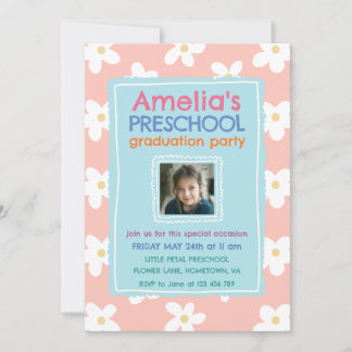 Invitación Wildflower Photo Preschool Graduation Party