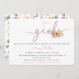 Invitación Wildflower Pink Baby Shower Invitation