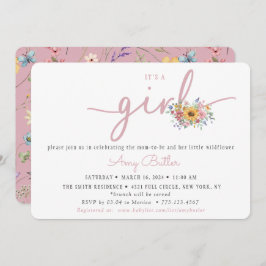 Invitación Wildflower Pink Baby Shower Invitation