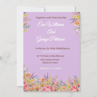 Invitación Wildflower Purple Floral Wedding Invite 