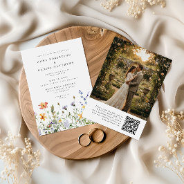 Invitación Wildflower QR Code Photo Wedding Invitation
