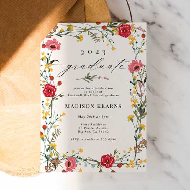 Invitación Wildflower Red Yellow 2023 Graduation Invitation (Subido por el creador)