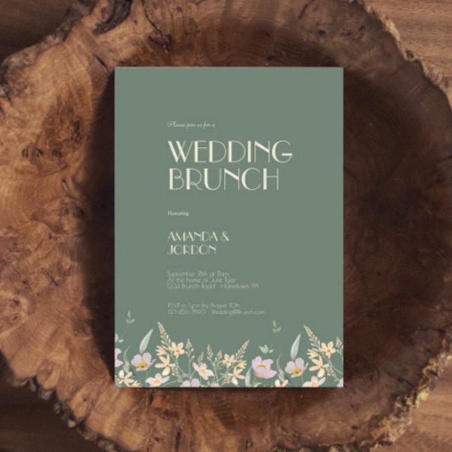 Invitación Wildflower Sage Deco Boda Brunch (Subido por el creador)