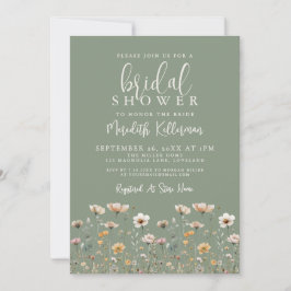 Invitación Wildflower Sage Green Bridal Shower
