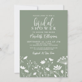 Invitación Wildflower Sage Green Bridal Shower