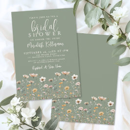 Invitación Wildflower Sage Green Bridal Shower
