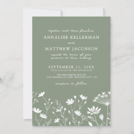 Invitación Wildflower Sage Green Wedding