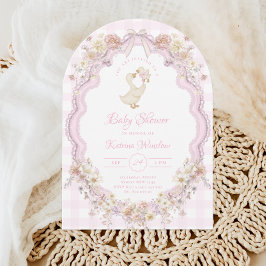 Invitación Wildflower Silly Goose Pink Bow Girl Baby Shower