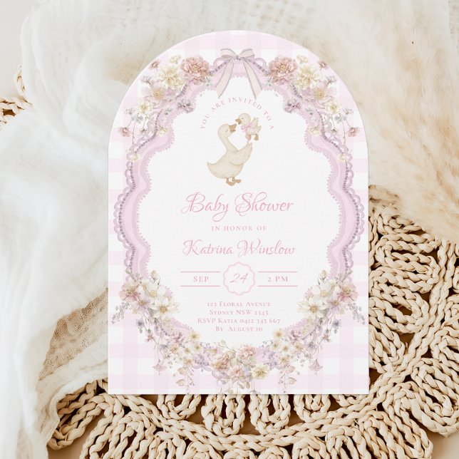 Invitación Wildflower Silly Goose Pink Bow Girl Baby Shower (Subido por el creador)