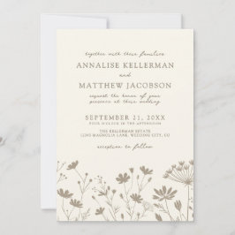 Invitación Wildflower Simple Minimalist Floral Wedding
