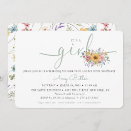 Invitación Wildflower Solid Green Shower Book Invitation