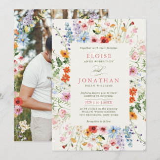 Invitación Wildflower Spring Meadow Garden Photo Wedding     