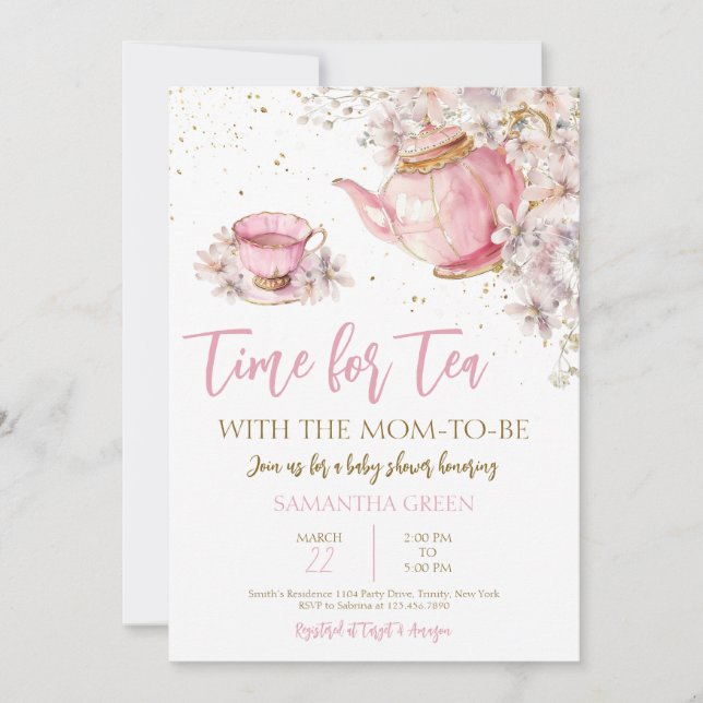 Invitación Wildflower Tea Fiesta Baby Shower (Anverso)