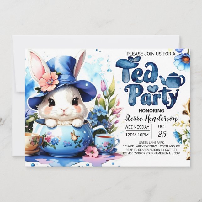 Invitación Wildflower Tea Fiesta Boy Baby Shower (Anverso)