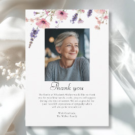 Invitación Wildflower THANK YOU Memorial Funeral Photo Card