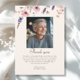 Invitación Wildflower THANK YOU Memorial Funeral Photo Card