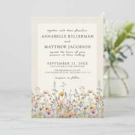Invitación Wildflower Watercolor Boho Floral Wedding