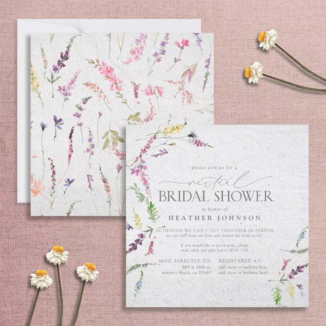 Invitación Wildflower Watercolor Floral Virtual Shower (Subido por el creador)